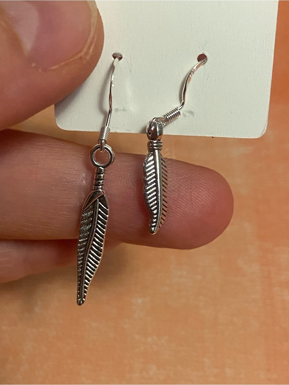 Silver Feather Dangle Earrings - Women's Jewelry